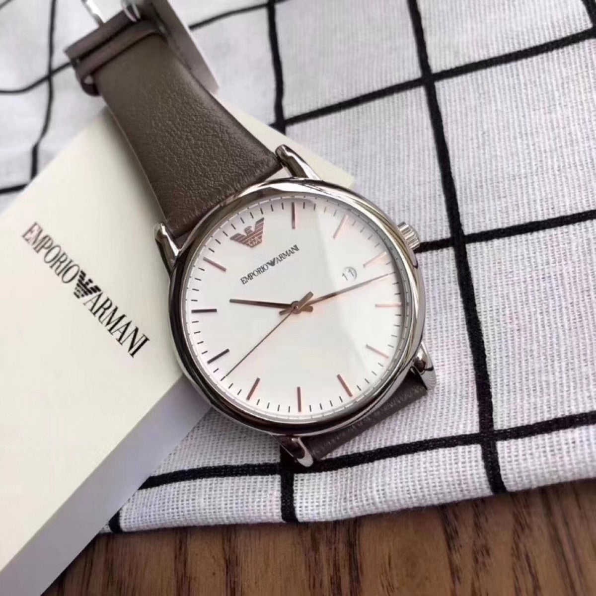 Emporio Armani White Dial Brown Leather Strap Watch For Men - AR11103 Watches Emporio Armani   