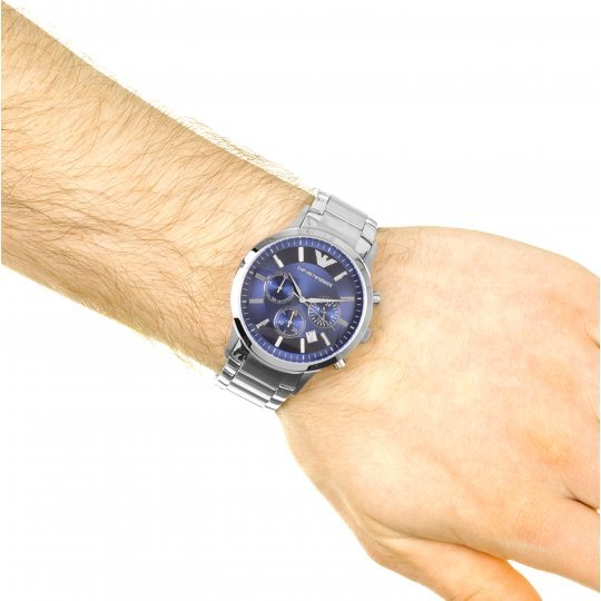 Emporio Armani Renato Chronograph Blue Dial Stainless Steel Strap Watch For Men - AR2448 Watches Emporio Armani   