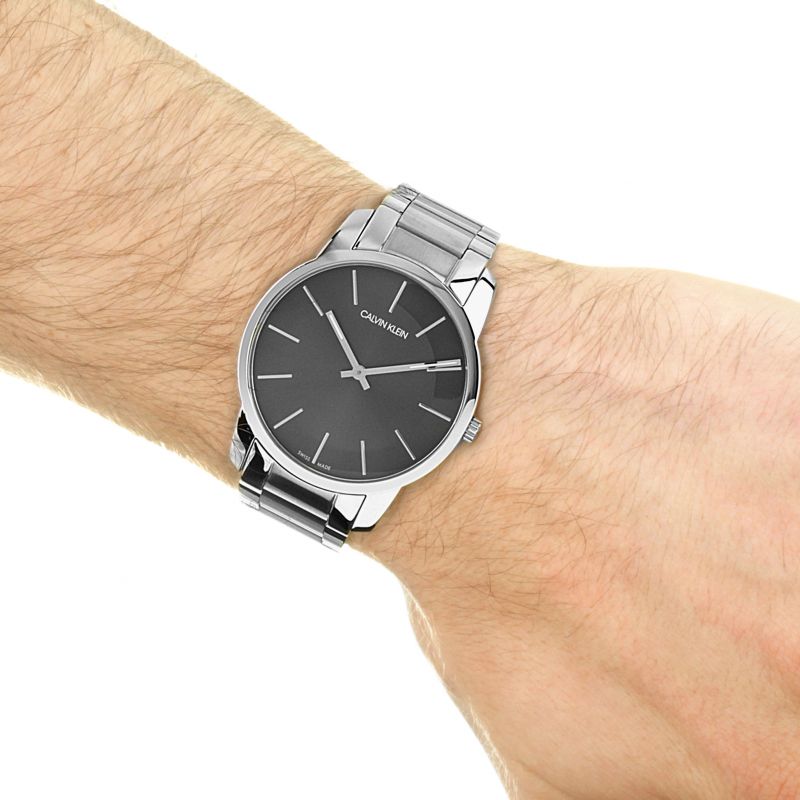 Calvin Klein City Black Dial Silver Steel Strap Watch for Men - K2G21161 Watches Calvin Klein   