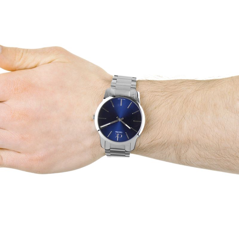 Calvin Klein City Blue Dial Silver Steel Strap Watch for Men - K2G2114N Watches Calvin Klein   