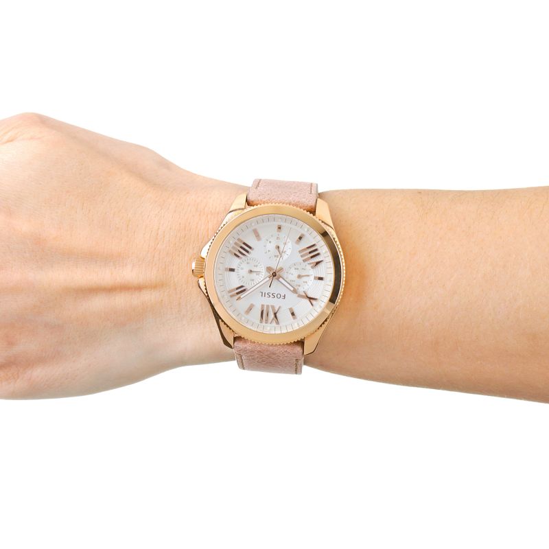 Fossil Cecile White Dial Sand Leather Strap Watch for Women - AM4532 Watches Fossil   