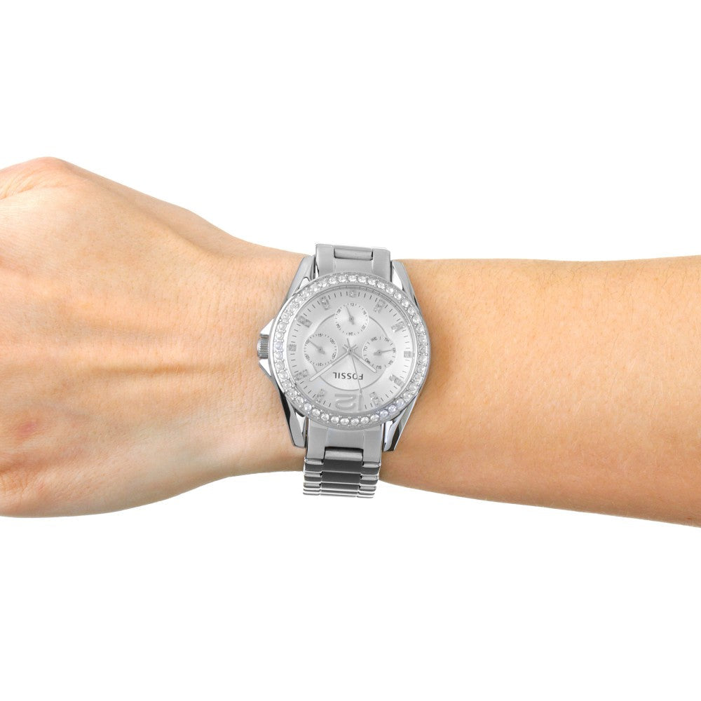 Fossil Riley Multifunction Silver Dial Silver Steel Strap Watch for Women - ES3202 Watches Fossil   