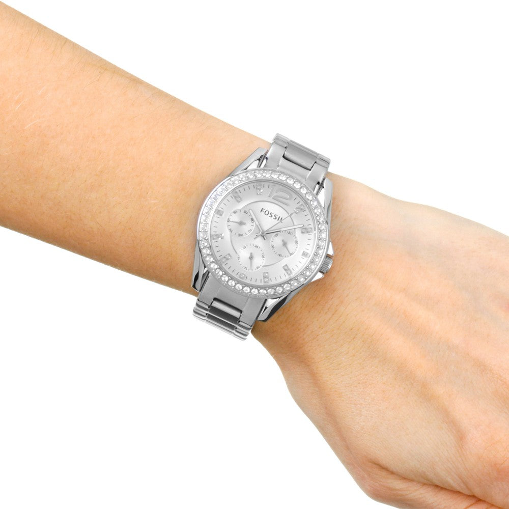 Fossil Riley Multifunction Silver Dial Silver Steel Strap Watch for Women - ES3202 Watches Fossil   