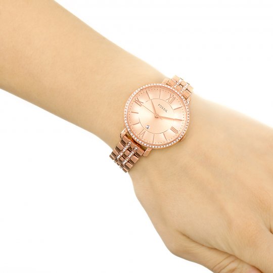 Fossil Jacqueline Rose Gold Dial Rose Gold Steel Strap Watch for Women - ES3546 Watches Fossil   