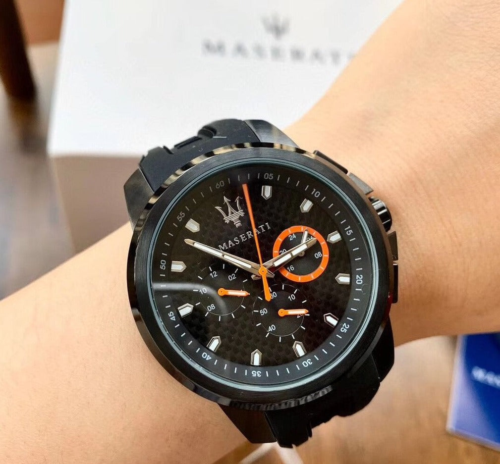 Maserati SFIDA Chronograph Quartz Stainless Steel Black Dial Watch For Men - R8851123007 Watches Maserati   