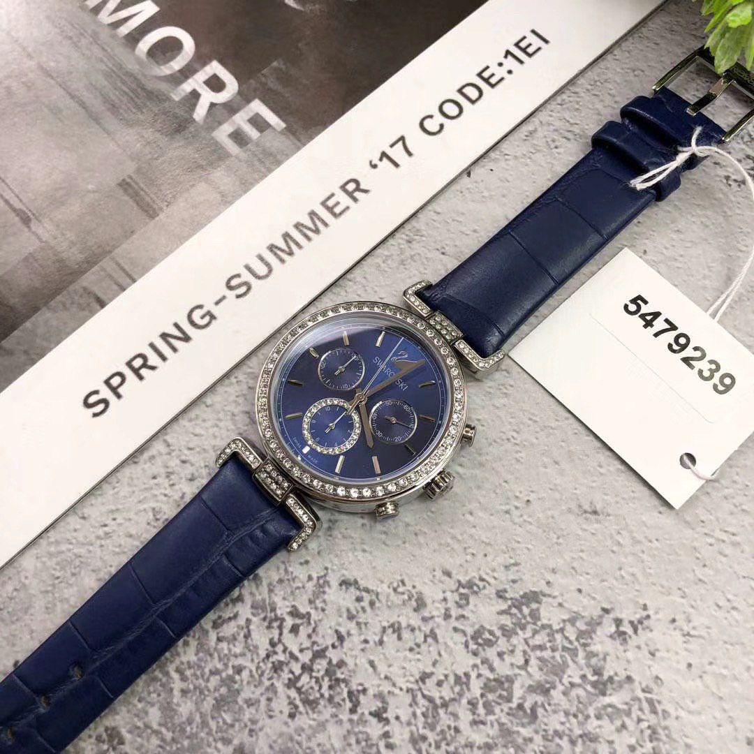 Swarovski Era Journey Blue Dial Blue Leather Strap Watch for Women - 5479239 Watches Swarovski   