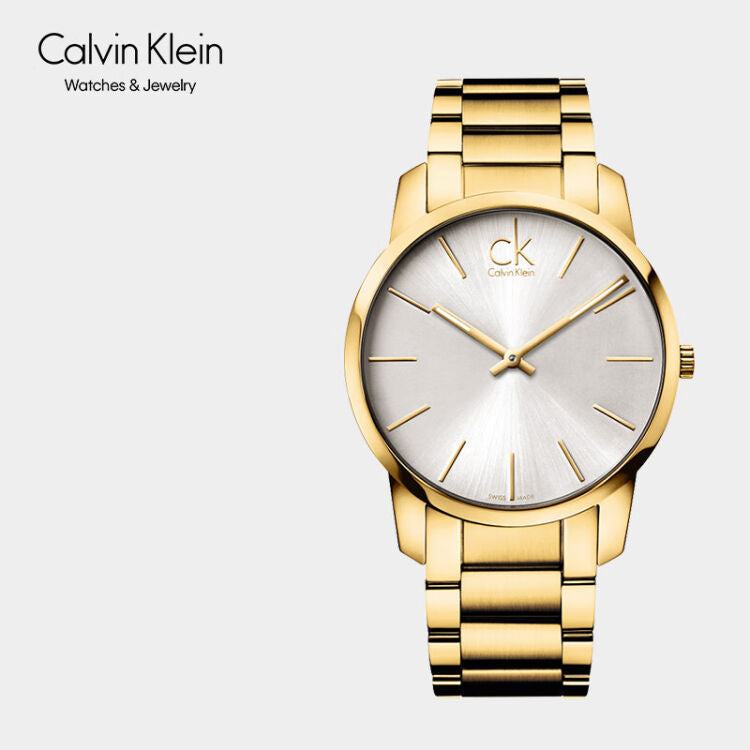 Calvin Klein City Silver Dial Gold Steel Strap Watch for Men - K2G21546 Watches Calvin Klein   