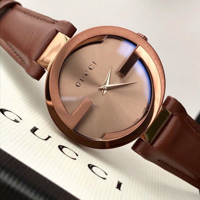 Gucci G Interlocking Brown Dial Brown Leather Strap Watch For Women - YA133504 Watches Gucci   