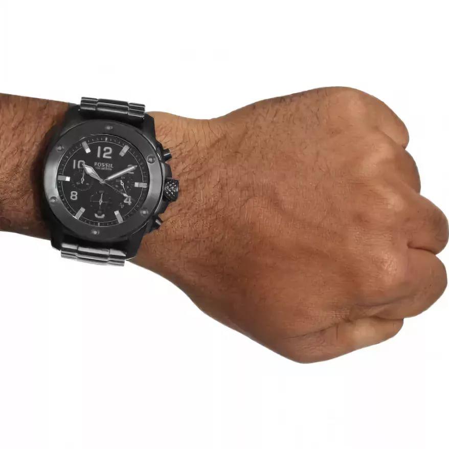 Fossil Machine Chronograph Black Dial Black Steel Strap Watch for Men - FS4927 Watches Fossil   