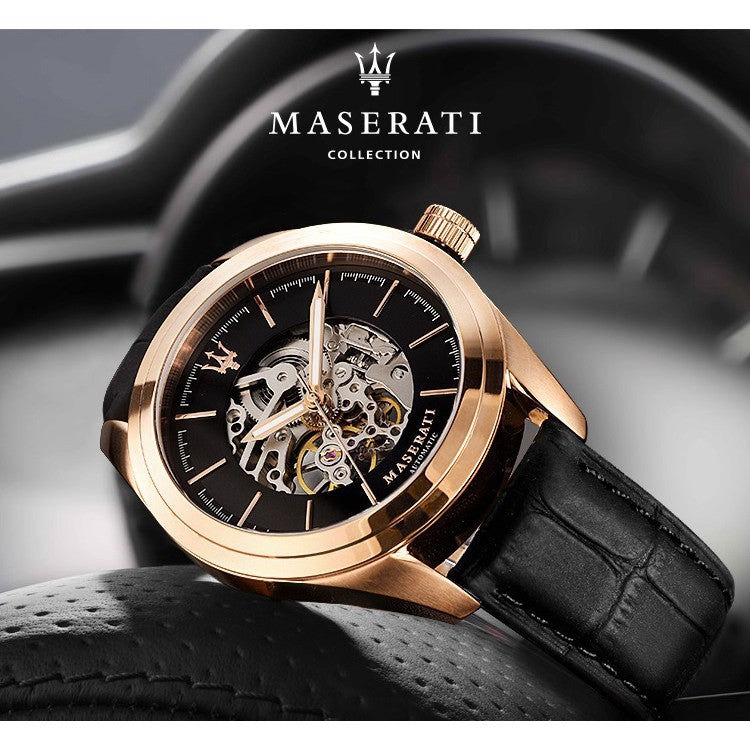 Maserati Traguardo Automatic Black Skeleton Dial Watch For Men - R8821112001 Watches Maserati   