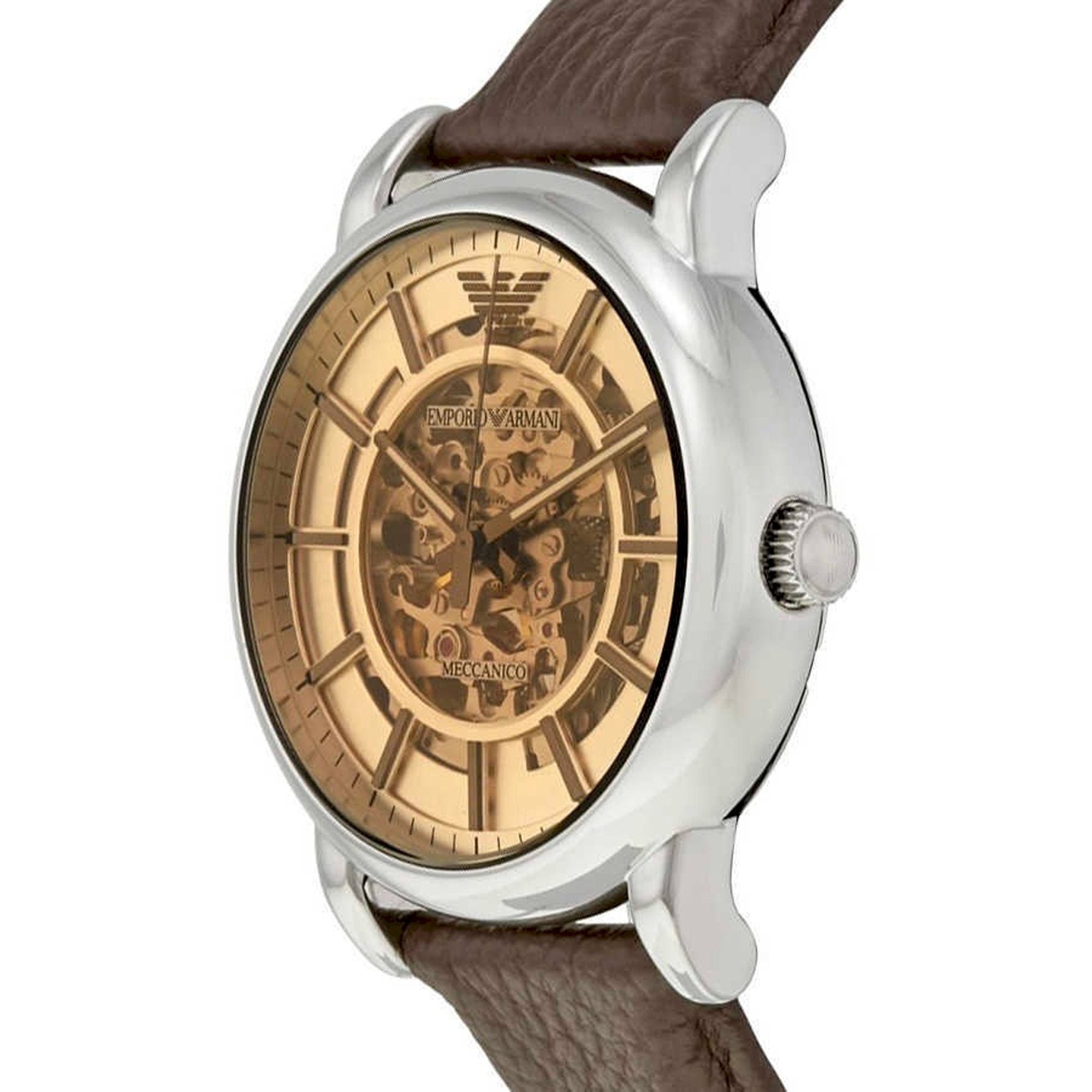 Emporio Armani Luigi Meccanico Brown Dial Brown Leather Strap Watch For Men - AR1982 Watches Emporio Armani   