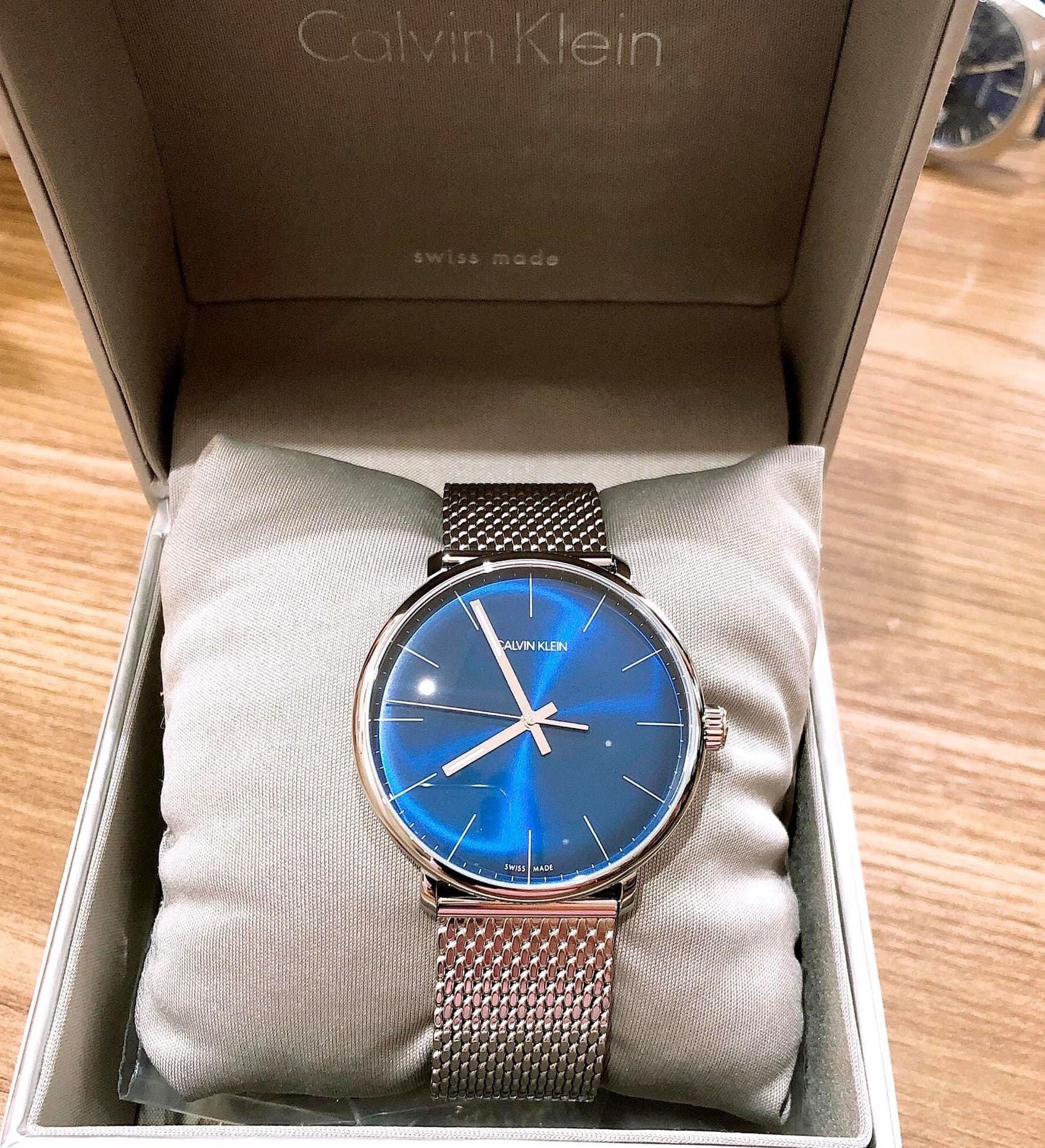 Calvin Klein High Noon Quartz Blue Dial Silver Mesh Bracelet Watch for Men - K8M2112N Watches Calvin Klein   