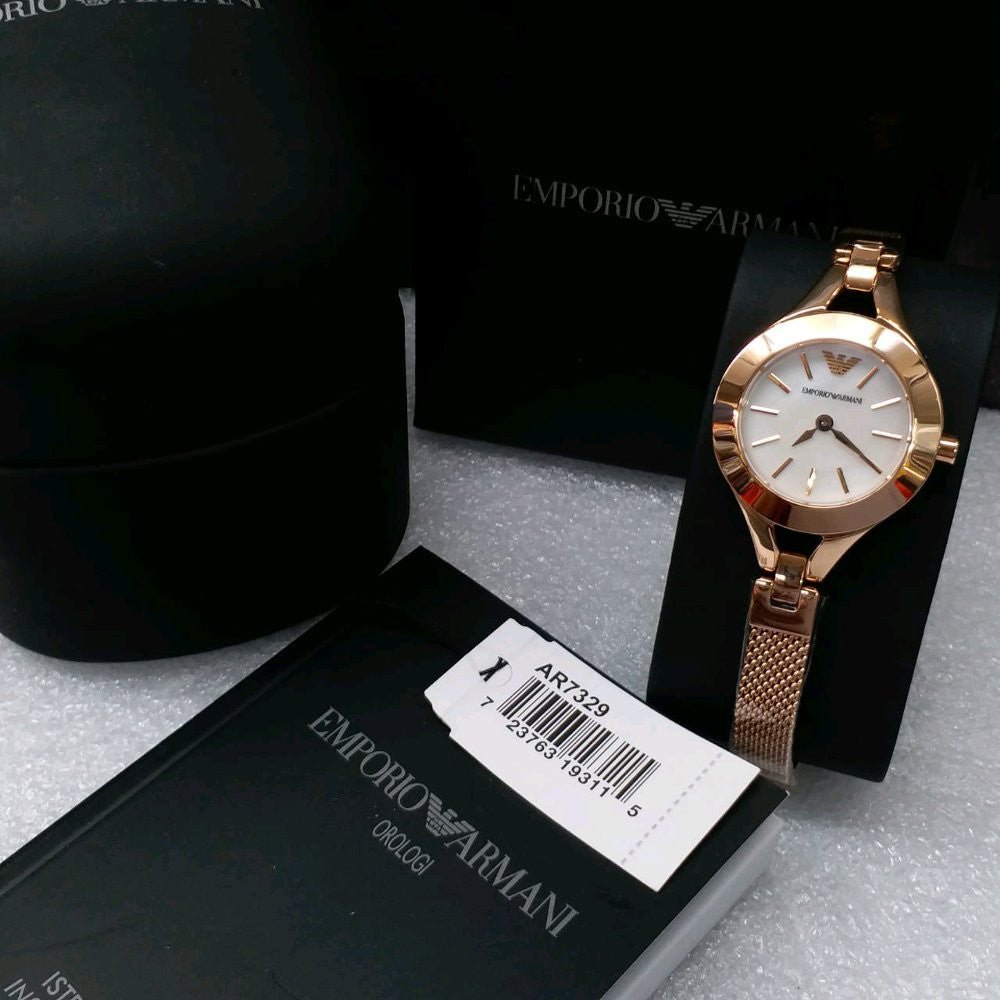 Emporio Armani Chiara Silver Dial Rose Gold Stainless Steel Watch For Women - AR7362 Watches Emporio Armani   