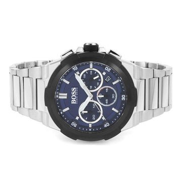 Hugo Boss Supernova Blue Chronograph Dial Silver Steel Strap Watch for Men - 1513360 Watches Hugo Boss   