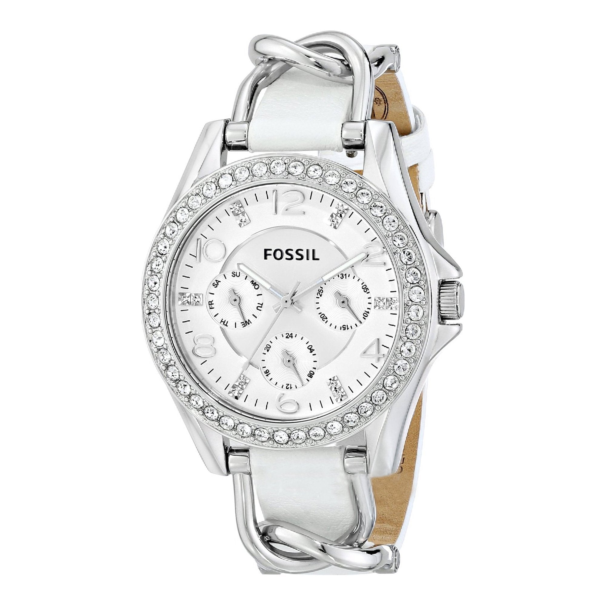 Fossil Riley Silver Dial Silver Steel Strap Watch for Women - ES3463 Watches Fossil   