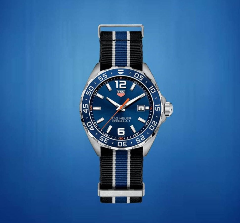 Tag Heuer Formula 1 Quartz 43mm Blue Dial Two Tone NATO Strap Watch for Men - WAZ1010.FC8197 Watches Tag Heuer   