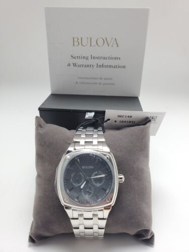 Bulova Classic Collection Multifunction Grey Dial Silver Steel Strap Watch for Men - 96C148 Watches Bulova   