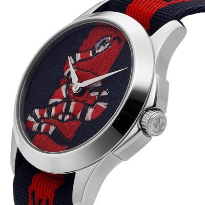 Gucci Le Marche Des Merveilles Blue Red Dial Blue Red Nylon Strap Unisex Watch - YA126493 Watches Gucci   