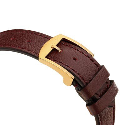 Gucci Grip Yellow Gold Dial Maroon Leather Strap Watch For Women - YA157405 Watches Gucci   