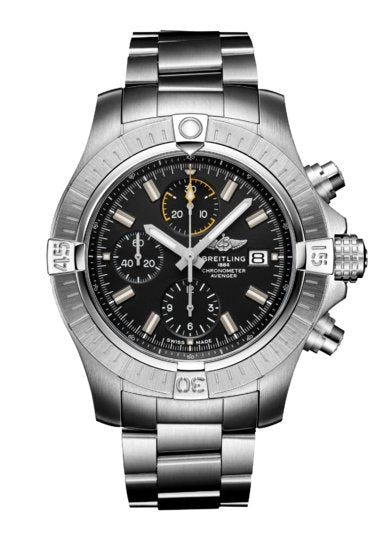 Breitling Avenger Chronograph 45mm Black Dial Silver Steel Strap Watch for Men - A13317101B1A1 Watches Breitling   
