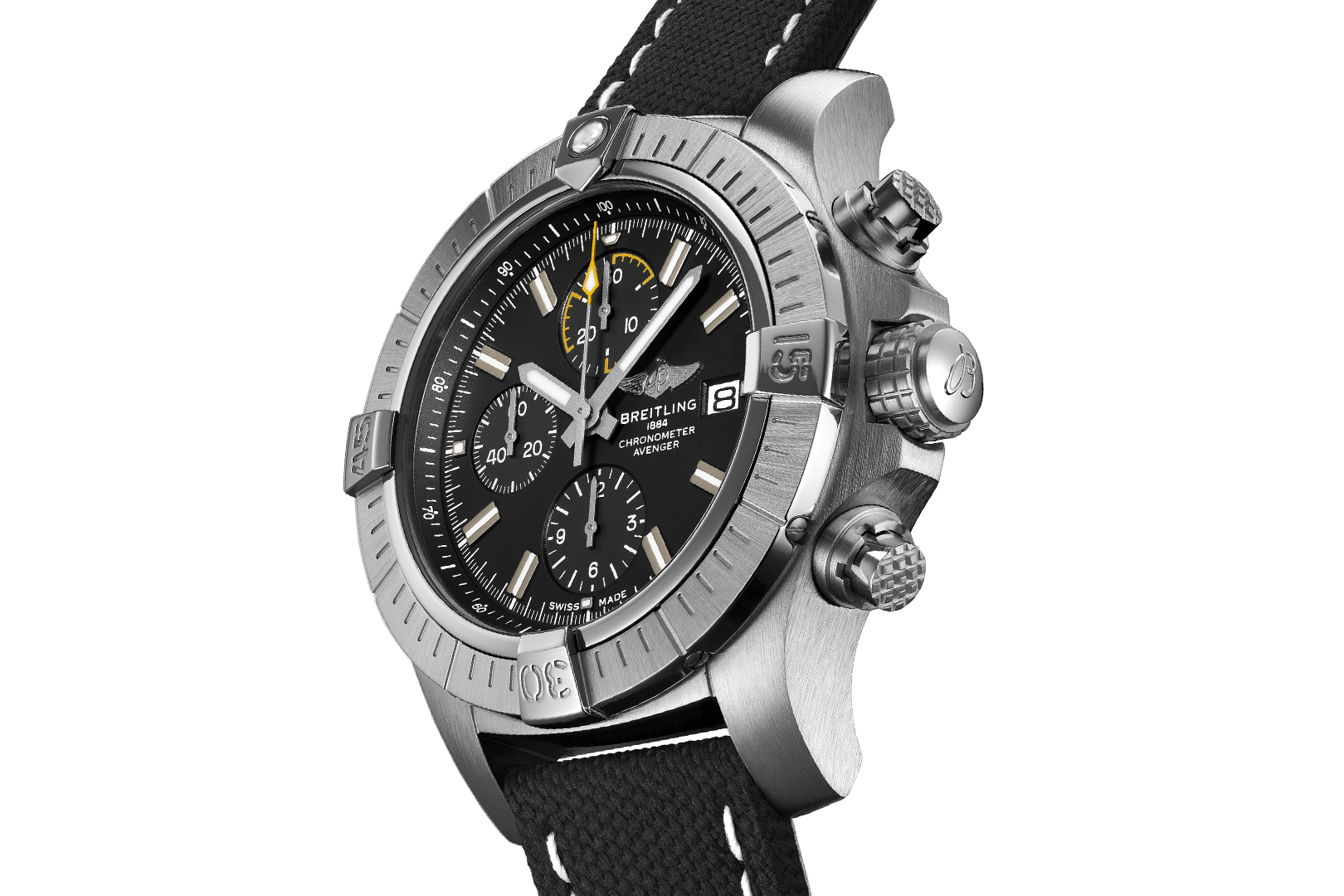 Breitling Avenger Chronograph 45mm Black Dial Black Leather Strap Watch for Men - A13317101B1X1 Watches Breitling   