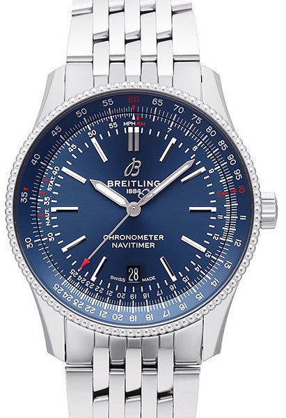 Breitling Navitimer Automatic 41mm Blue Dial Silver Steel Strap Watch for Men - A17326161C1A1 Watches Breitling   