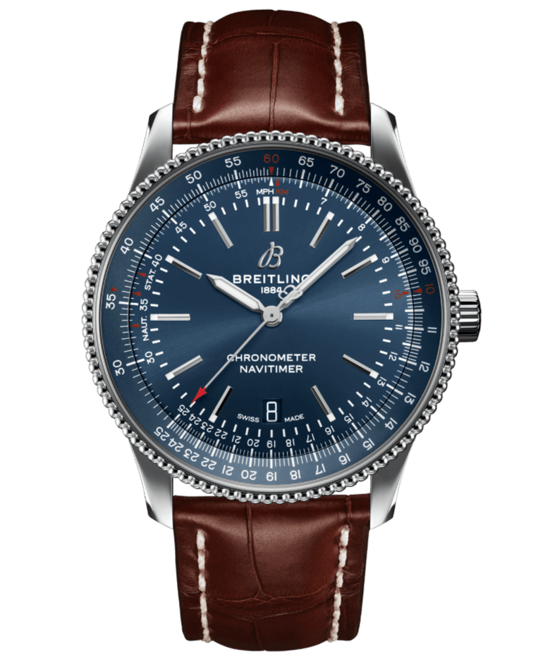 Breitling Navitimer 1 Automatic 41mm Blue Dial Brown Steel Strap Watch for Men - A17326161C1P1 Watches Breitling   