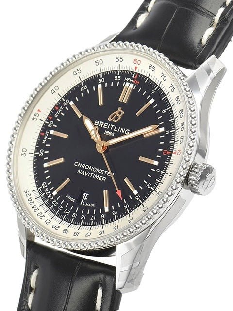 Breitling Navitimer 1 Automatic 41mm Black Dial Black Leather Strap Mens Watch - A17326211B1P1 Watches Breitling   