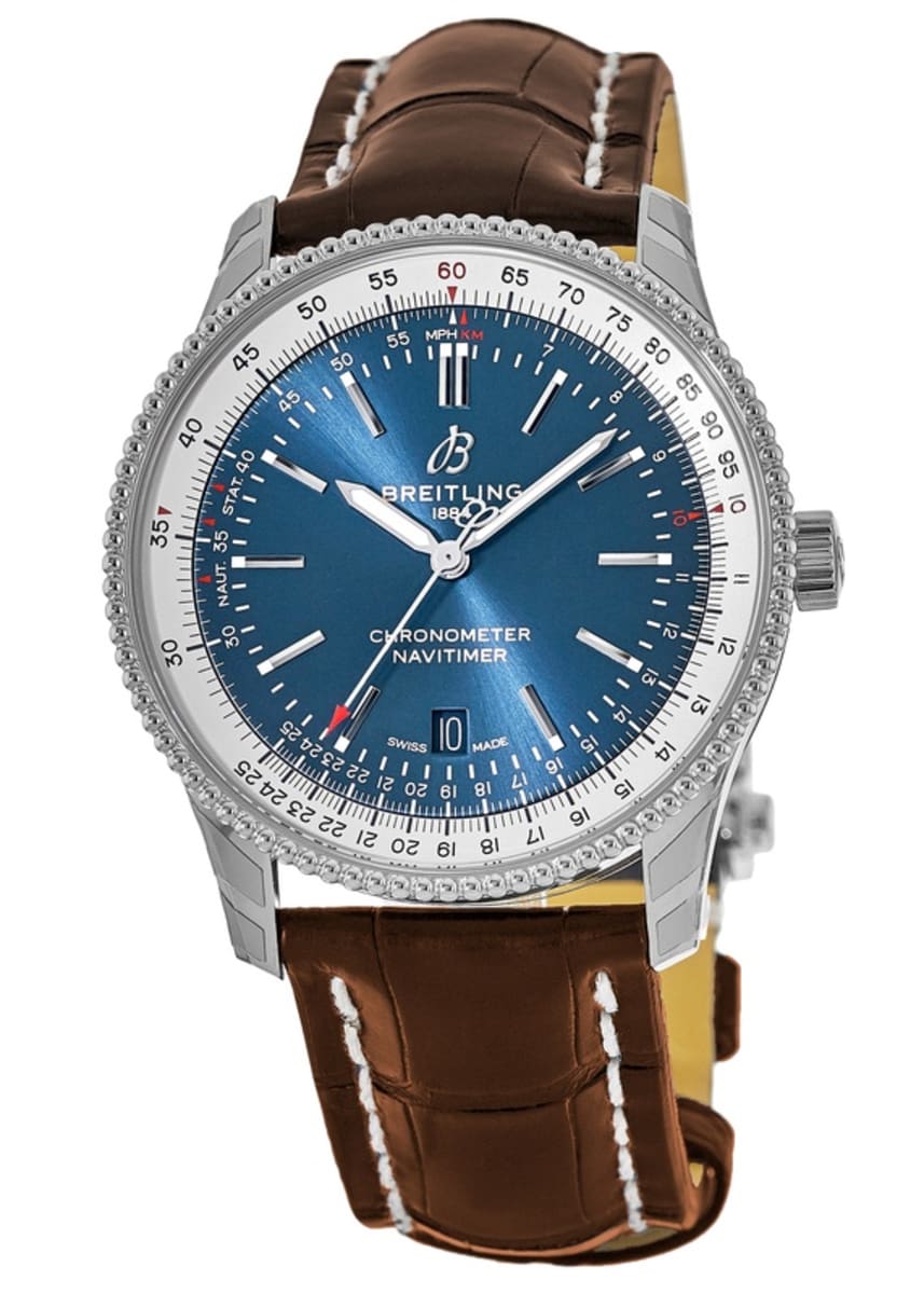 Breitling Navitimer 1 Automatic 41mm Blue Dial Brown Leather Strap Mens Watch - A17326211C1P1 Watches Breitling   