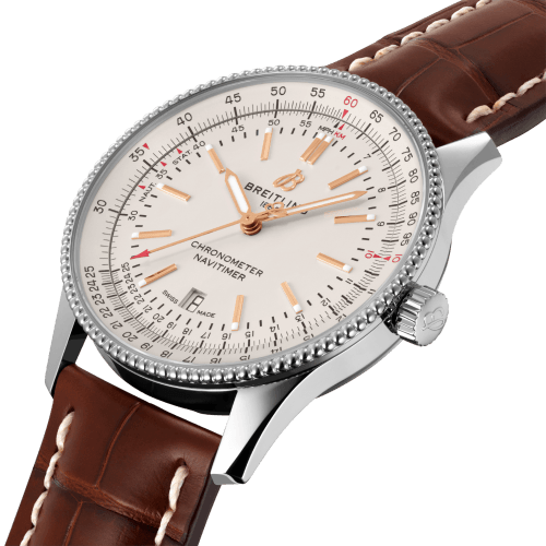 Breitling Navitimer 1 Automatic 41mm White Dial Brown Leather Strap Mens Watch - U17326241G1P2 Watches Breitling   