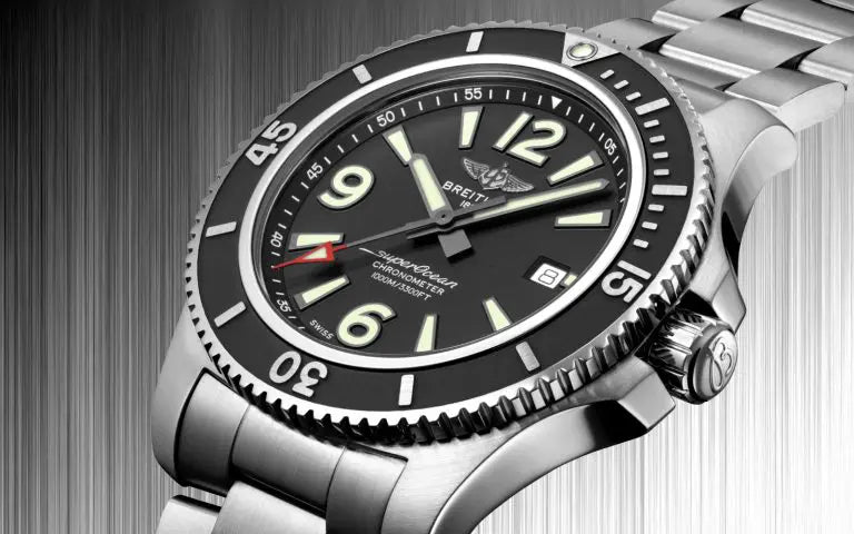 Breitling Superocean Automatic 44mm Black Dial Silver Steel Strap Watch for Men - A17367D71B1A1 Watches Breitling   