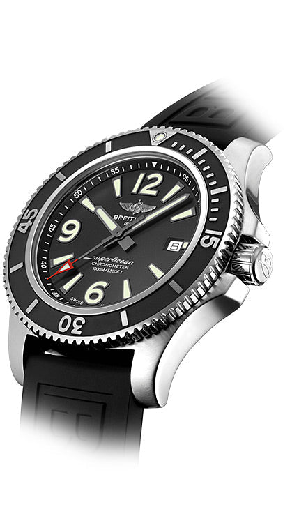 Breitling Superocean II 44mm Black Dial Black Rubber Strap Watch for Men - A17367D71B1S2 Watches Breitling   