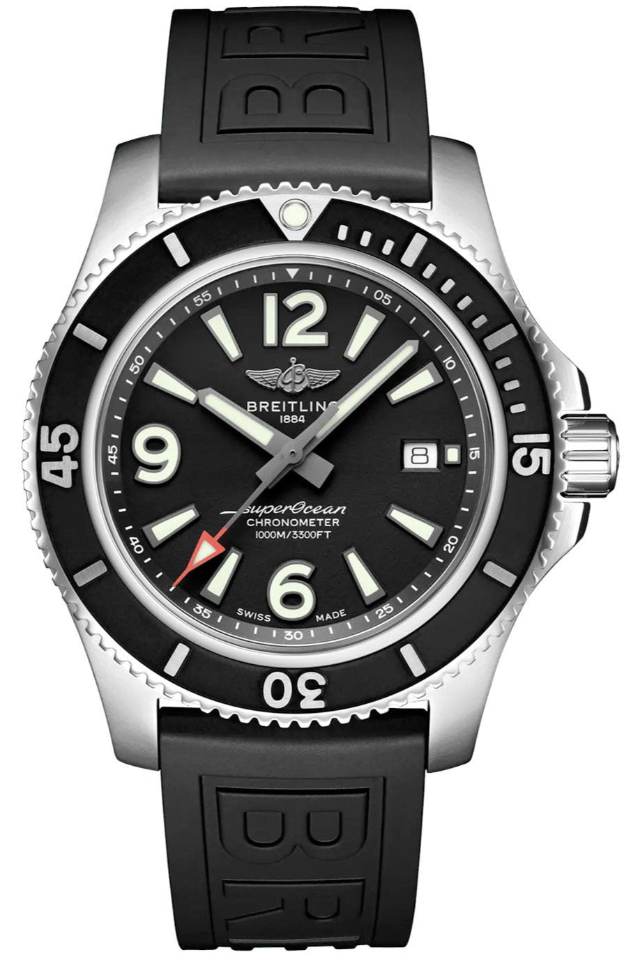 Breitling Superocean II 44mm Black Dial Black Rubber Strap Watch for Men - A17367D71B1S2 Watches Breitling   