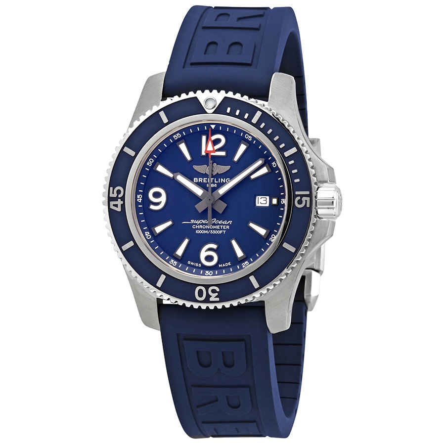 Breitling Superocean 44mm Automatic Blue Dial Blue Rubber Strap Watch for Men - A17367D81C1S2 Watches Breitling   