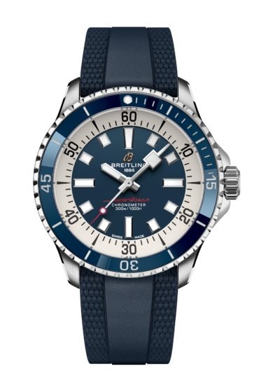 Breitling Superocean Automatic 42mm Blue Dial Blue Rubber Strap Watch for Men - A17375E71C1S1 Watches Breitling   