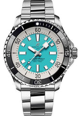 Breitling Superocean Automatic 44mm Turquoise Dial Silver Steel Strap Watch for Men - A17376211L2A1 Watches Breitling   