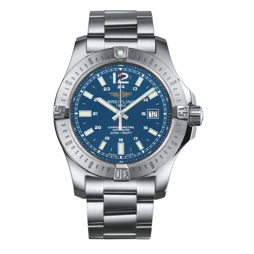 Breitling Colt Automatic 44mm Blue Dial Silver Steel Strap Mens Watch - A1738811/C906/173A Watches Breitling   