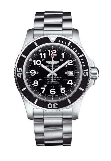 Breitling Superocean II 44mm Black Dial Black Steel Strap Watch for Men - A17392D71B1A1 Watches Breitling   