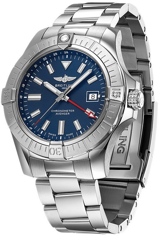 Breitling Avenger Automatic 43mm Blue Dial Silver Steel Strap Watch for Men - A17318101C1A1 Watches Breitling   