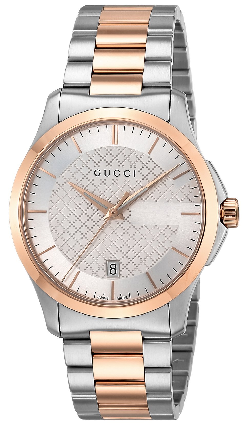 Gucci G Timeless Silver Dial Two Tone Steel Strap Watch For Men - YA126473 Watches Gucci   