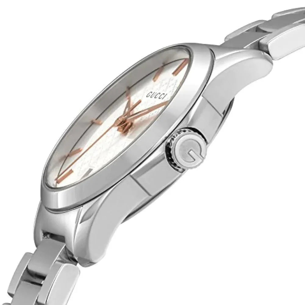 Gucci G Timeless Silver Dial Silver Steel Strap Watch For Women - YA126523 Watches Gucci   