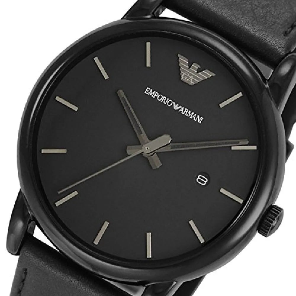 Emporio Armani Classic Black Dial Black Leather Strap Watch For Men - AR1732 Watches Emporio Armani   