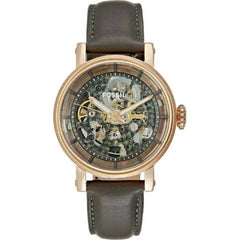 Fossil Boyfriend Automatic Skeleton Grey Dial Grey Leather Strap Watch for Women - ME3089 Watches Fossil   