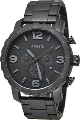 Fossil Nate Chronograph Black Dial Black Steel Strap Watch for Men - JR1401 Watches Fossil   