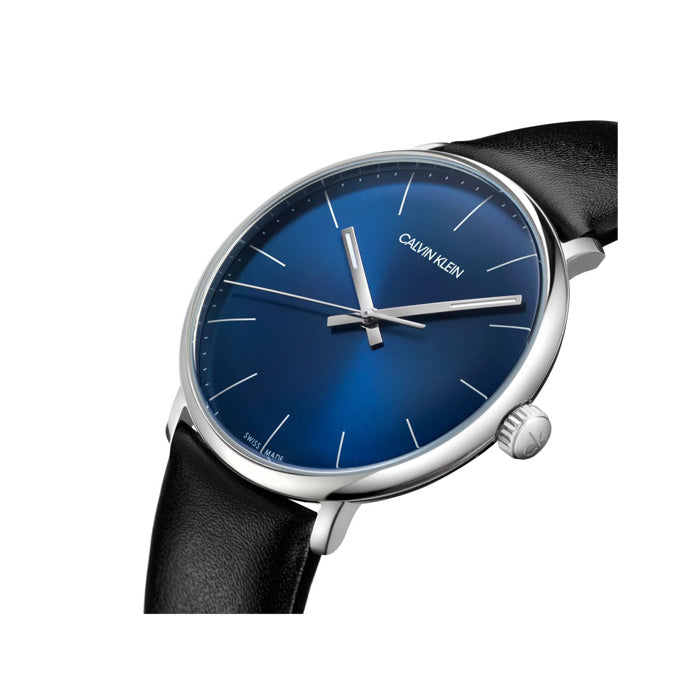 Calvin Klein High Noon Quartz Blue Dial Black Leather Strap Watch for Men - K8M211CN Watches Calvin Klein   