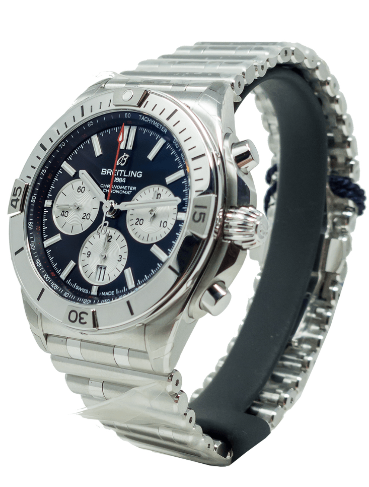 Breitling Chronomat B01 42mm Black Dial Silver Steel Strap Watch for Men - AB0134101B1A1 Watches Breitling   