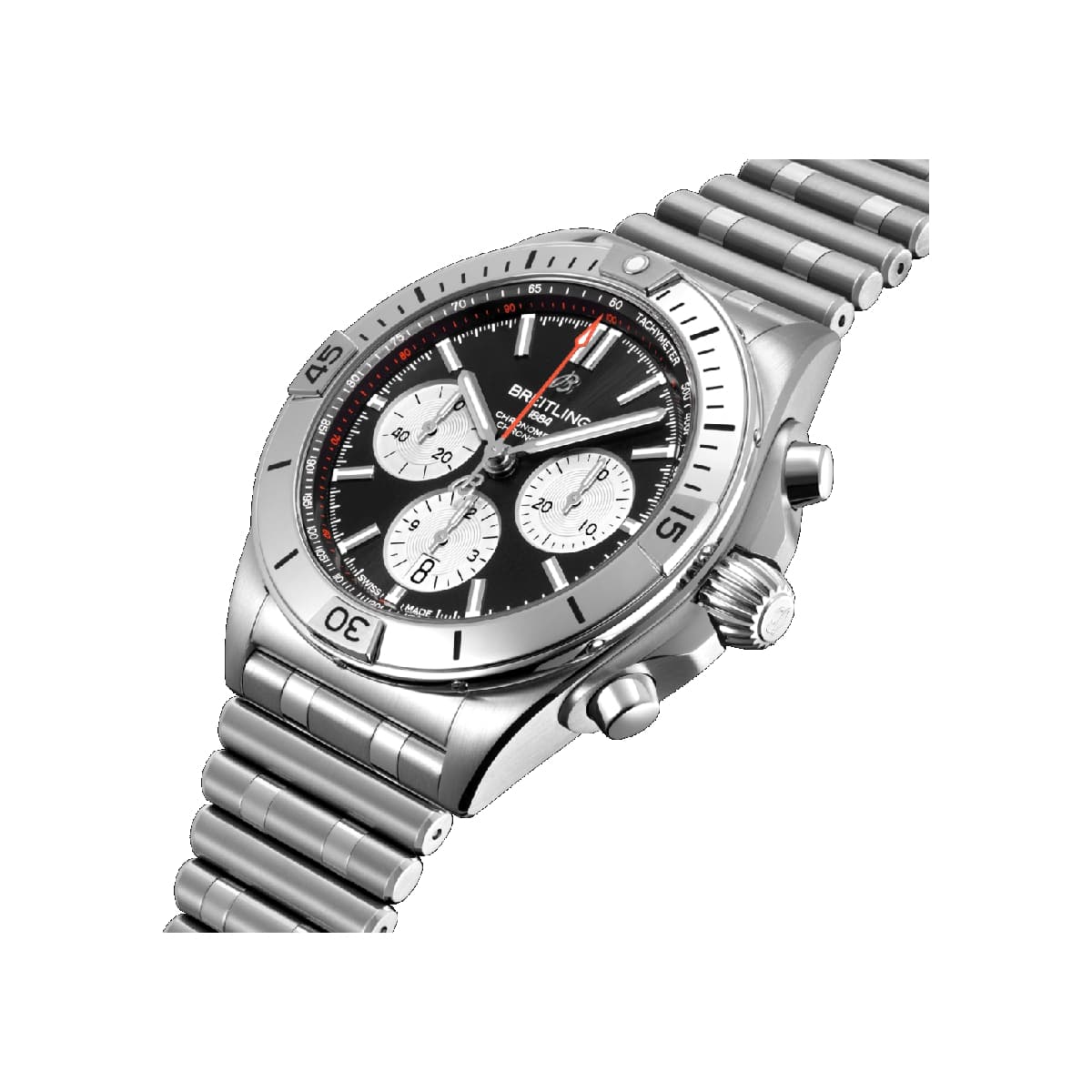 Breitling Chronomat B01 42mm Black Dial Silver Steel Strap Watch for Men - AB0134101B1A1 Watches Breitling   