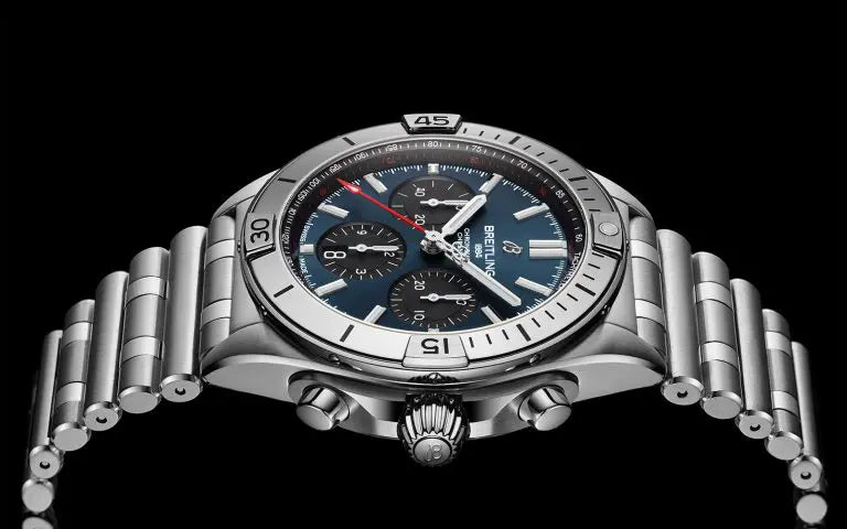 Breitling Chronomat B01 42mm Blue Dial Silver Steel Strap Watch for Men - AB0134101C1A1 Watches Breitling   