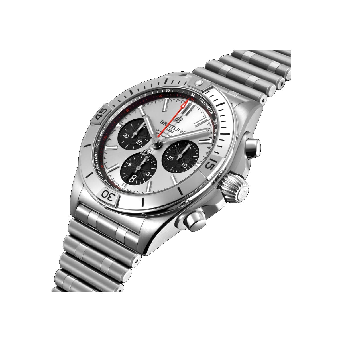 Breitling Chronomat B01 42mm Silver Dial Silver Steel Strap Watch for Men - AB0134101G1A1 Watches Breitling   