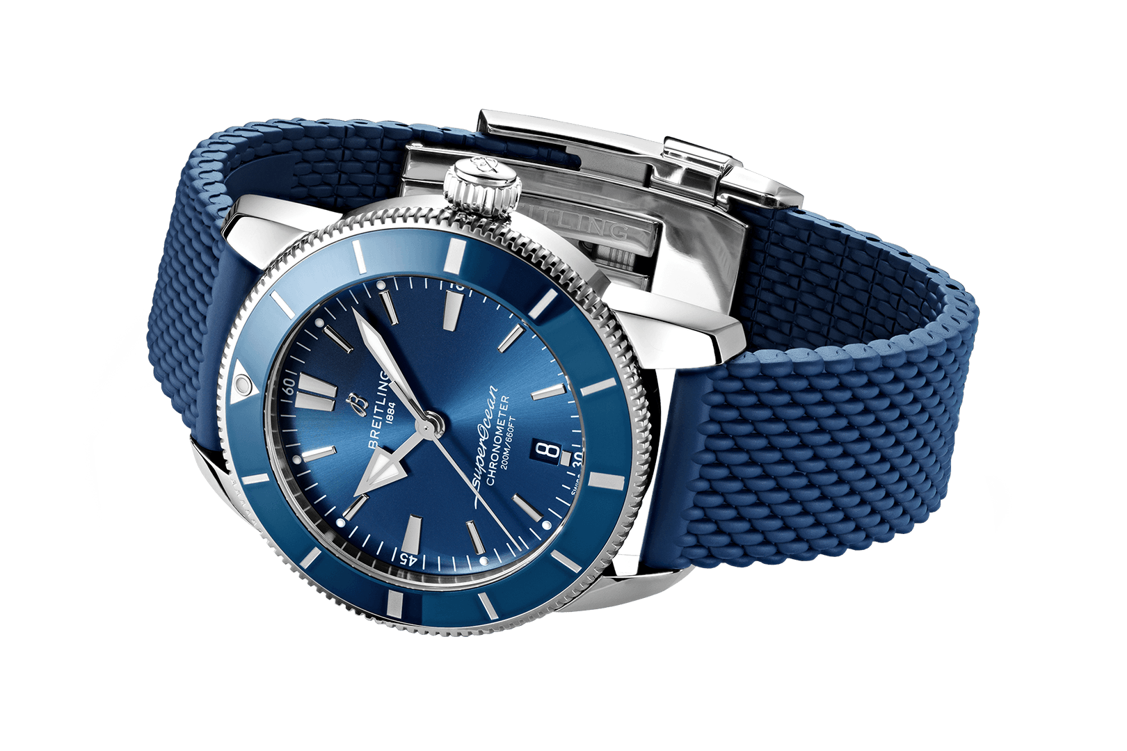 Breitling Superocean Heritage II B20 44mm Blue Dial Blue Rubber Strap Mens Watch - AB2030161C1S1 Watches Breitling   